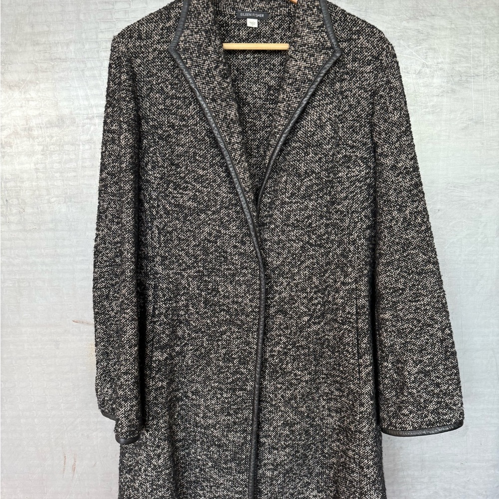 Eileen Fisher Black and White Tweed Coat